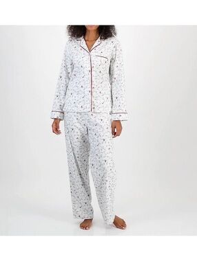 Charter Club Cream Pajama Top with Red Cardinal & Green Vine Print